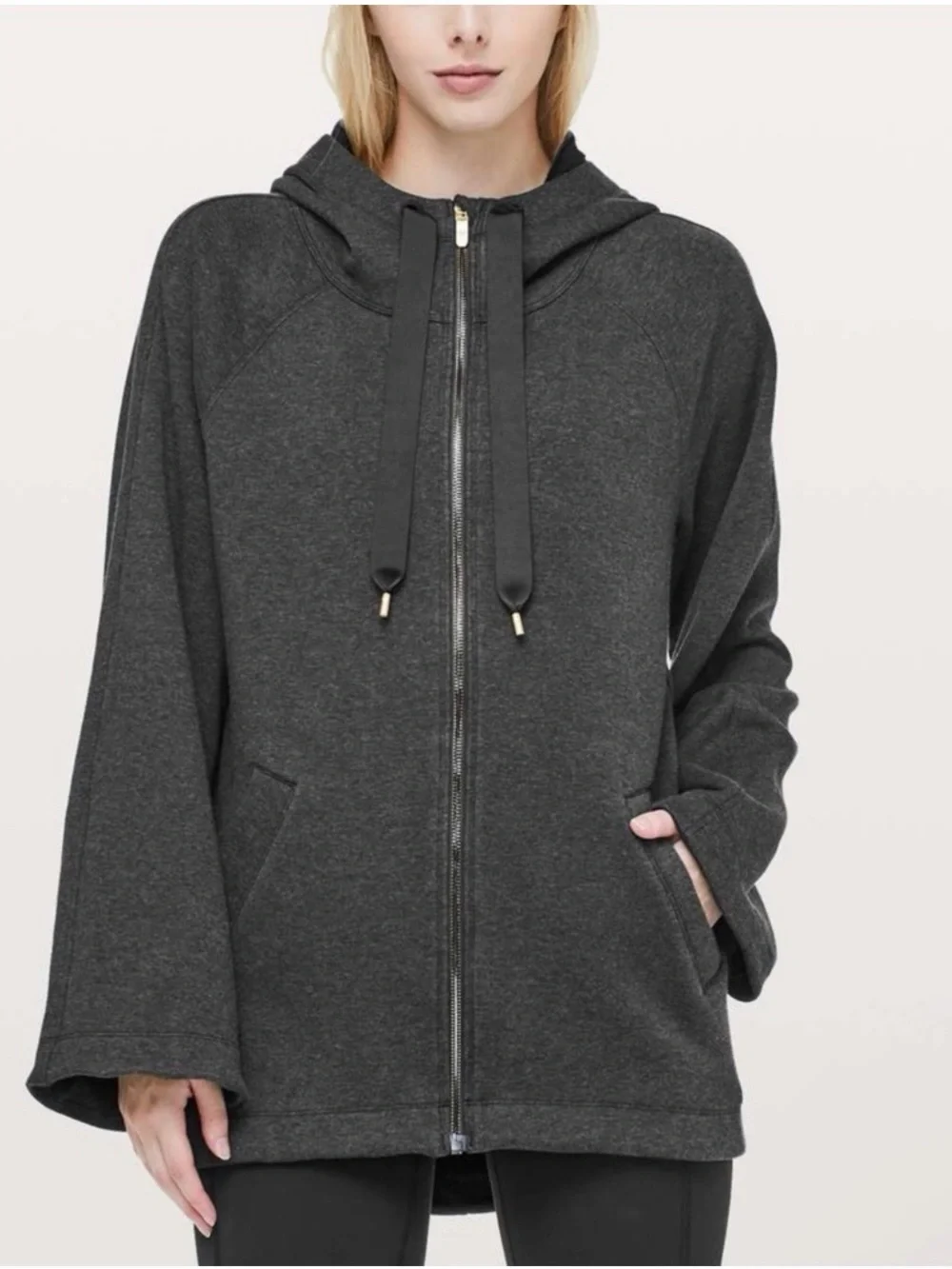 Lululemon Principal Dancer Hoodie Heathered Black Jacket Womens 10 Excellent